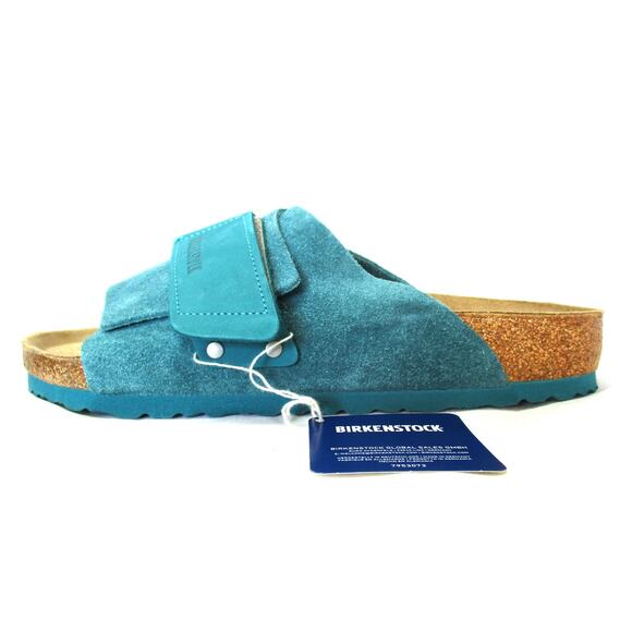 Nwd BIRKENSTOCK Turquoise Teal Suede Leather Slide Sandals Unisex M 9 / W 11 main image 14